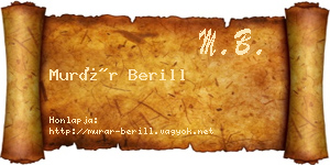 Murár Berill névjegykártya